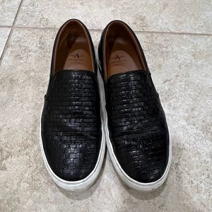 Aquatalia Black Leather Slip-On Shoes, 8